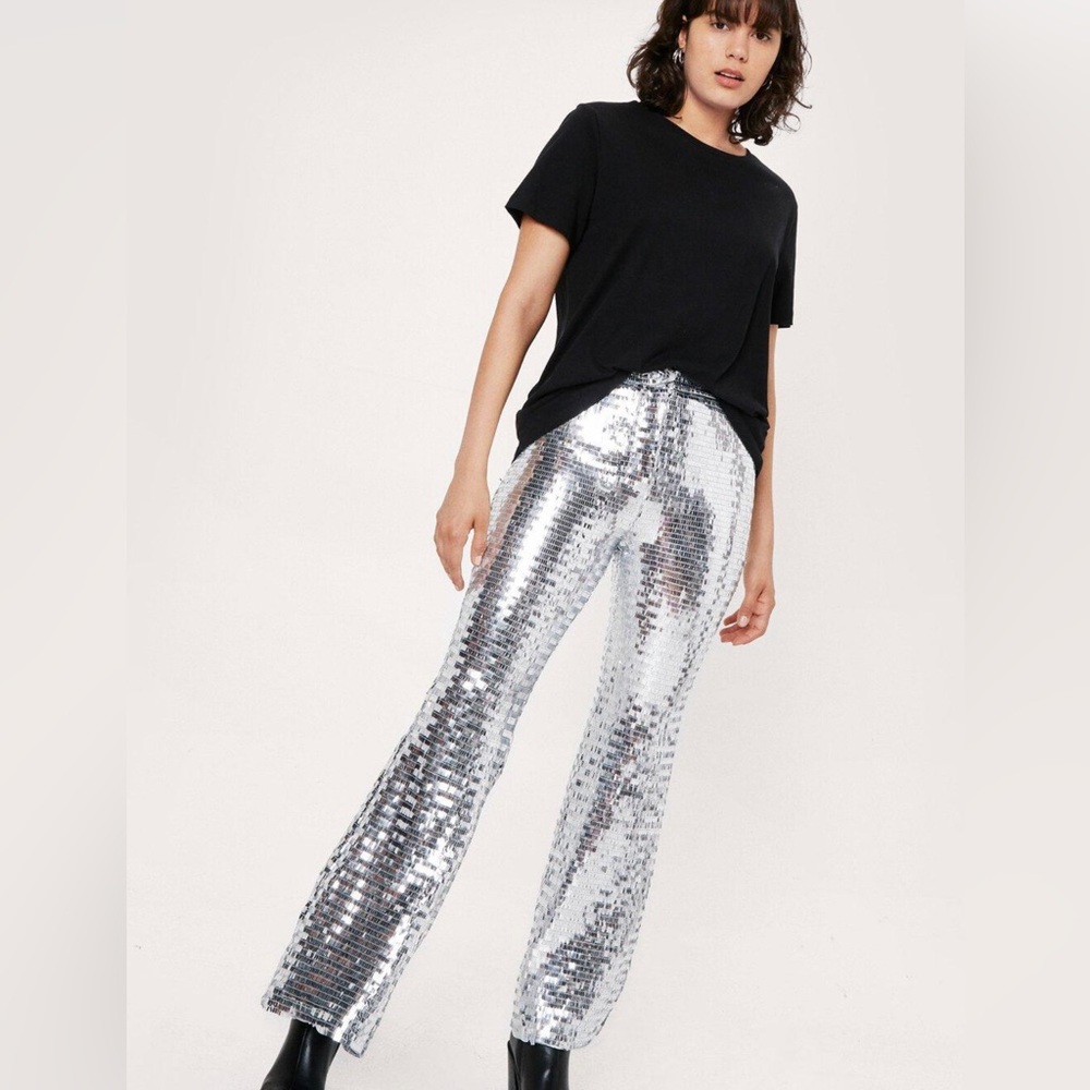 Nasty Gal Disco Ball Flair Bottom Pants Size 4